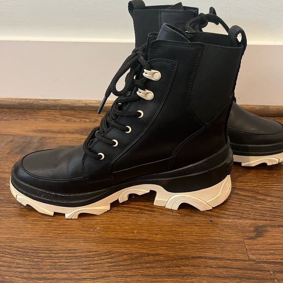 Sorel Brex Lace-up Waterproof Bootie in black / chalk - Picture 2 of 6